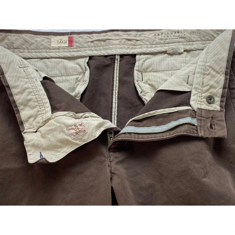 Gap Khakis Mens 35x34 Relaxed Fit Brown Cotton Chino Pants 410042-02-2 Spr 07‎